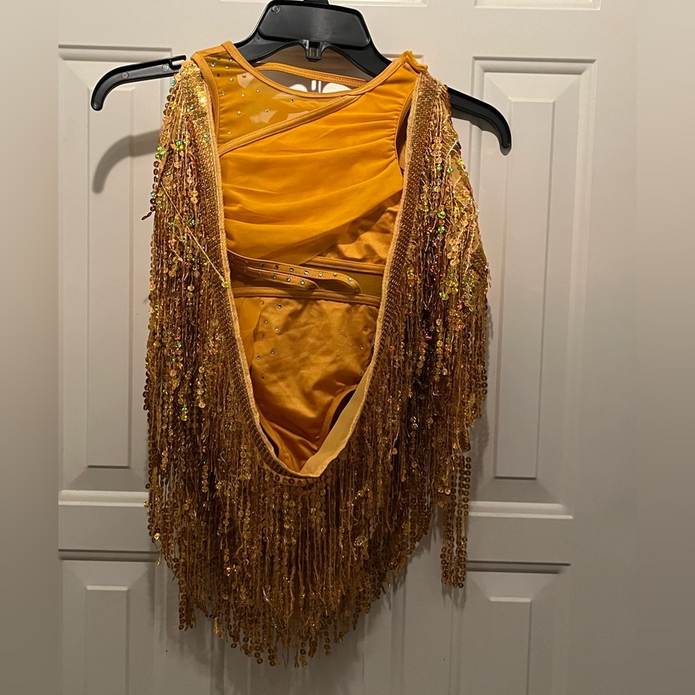 Weissman Golden Dance Costume with Sparkling Skirt - Picture 9 of 11